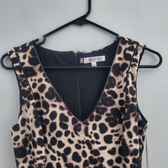 Jennifer Lopez Leopard Print Sleeveless Sheath Dress 2 - Picture 4 of 9
